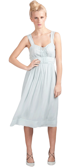 Louisa Dress 
(delicate tonal beading at neckline)
Fabric: 100% viscose georgette (matt finish) 
U.K sizes:8-16 
Colours: Spearmint, 