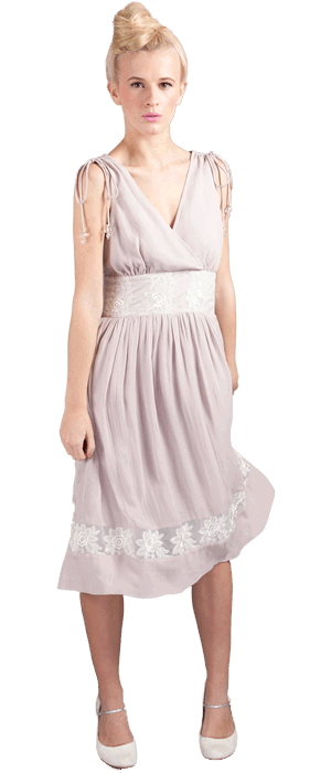 Tabatha Dress
 
Fabric: 100% viscose georgette. 
U.K sizes: 8-16 
Colours: mink, cucumber green, sky blue, soft coral. 